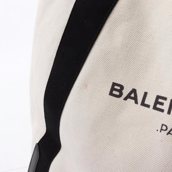 Balenciaga Navy Cabas Medium Tote Bag, Canvas and Leather, Women's, White/Bla... - Picture 7 of 11